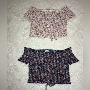 Floral Off the Shoulder Crop Top Bundle